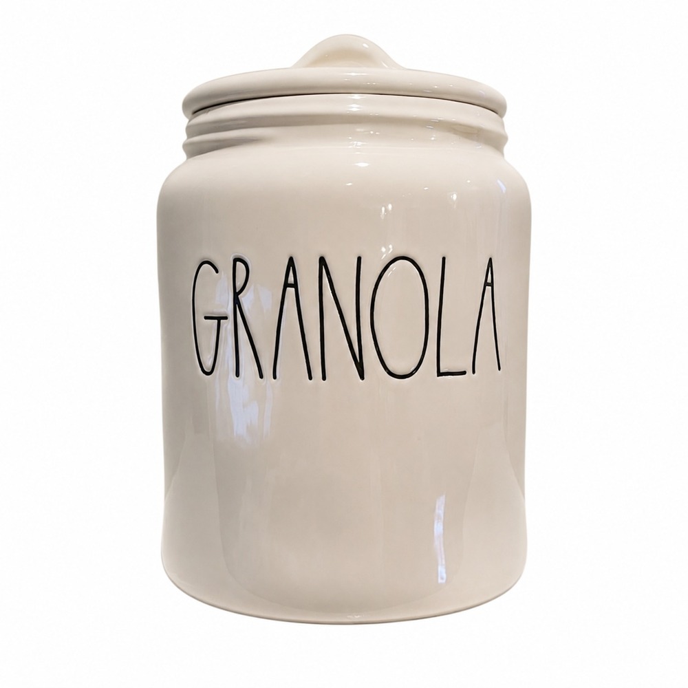 Rae Dunn GRANOLA Ivory Canister 7" Round Ceramic Artisan Collection